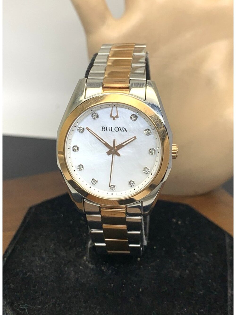Bulova Women's Watch 98P207 Quartz Diamond Mother of Pearl Dial Two Tone Steel